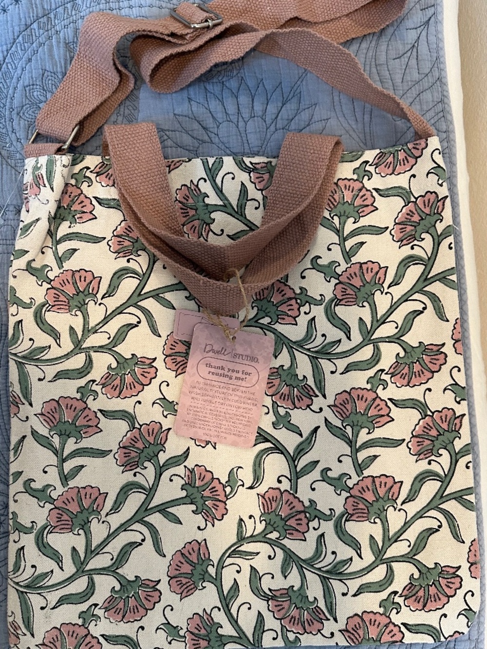 Canvas Tote with beautiful floral design. NWT